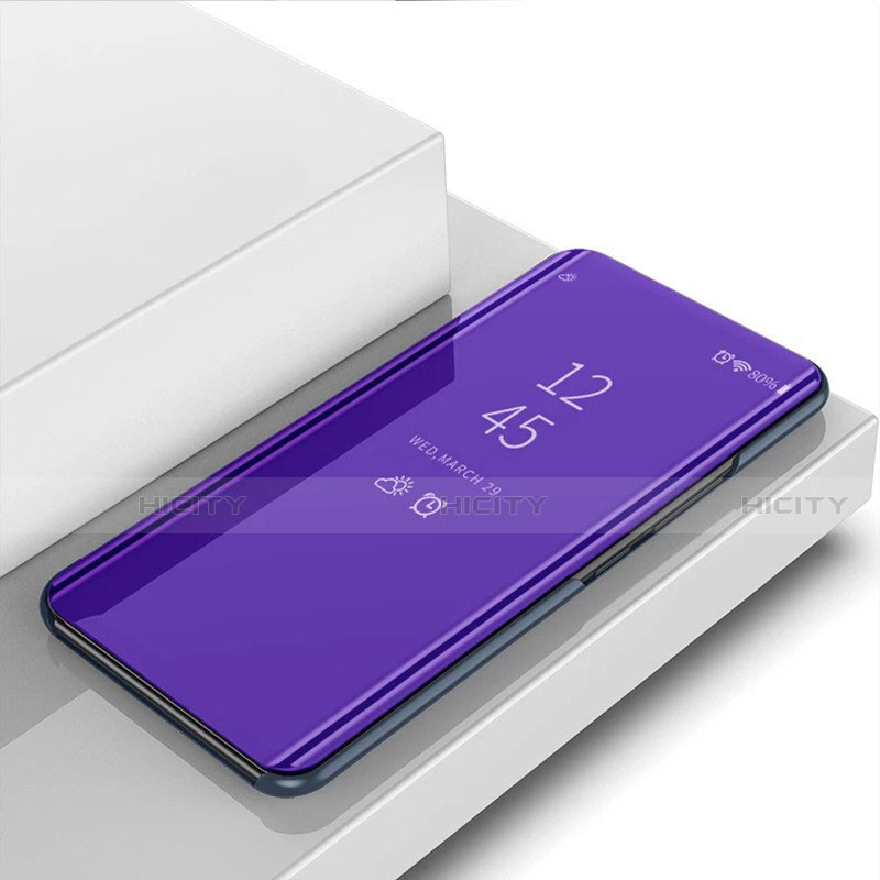 Custodia Portafoglio In Pelle Cover con Supporto Laterale Specchio Cover per Huawei P Smart (2021) Viola