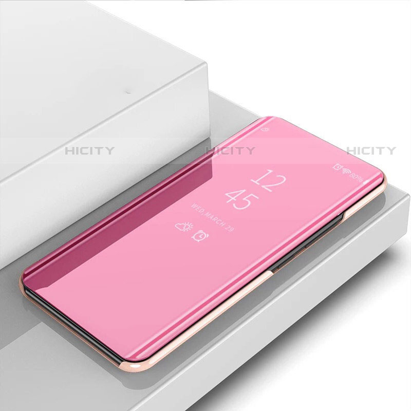 Custodia Portafoglio In Pelle Cover con Supporto Laterale Specchio Cover per Huawei P smart S Oro Rosa