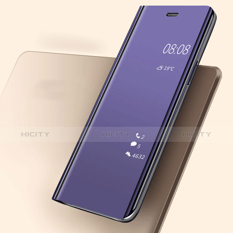 Custodia Portafoglio In Pelle Cover con Supporto Laterale Specchio Cover per Huawei P20 Viola