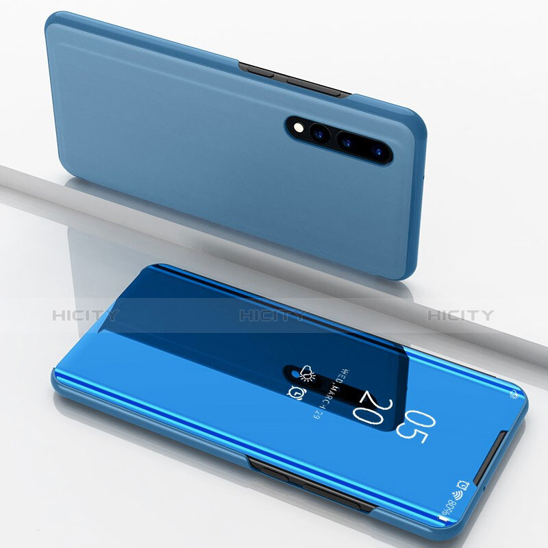 Custodia Portafoglio In Pelle Cover con Supporto Laterale Specchio Cover per Huawei P30 Blu