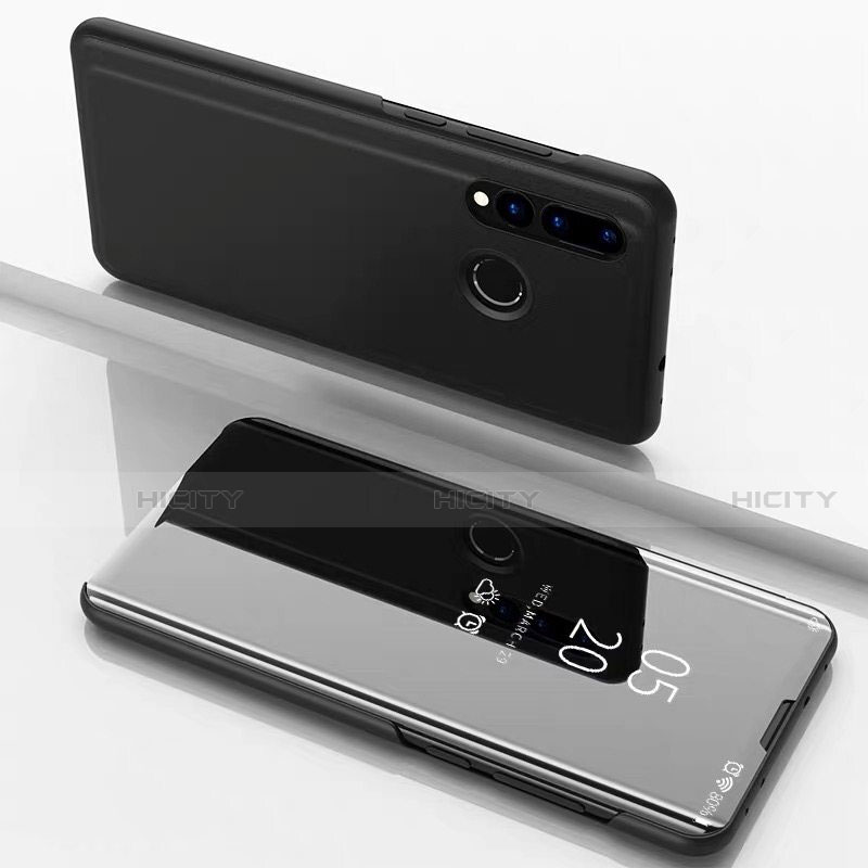 Custodia Portafoglio In Pelle Cover con Supporto Laterale Specchio Cover per Huawei P30 Lite Nero