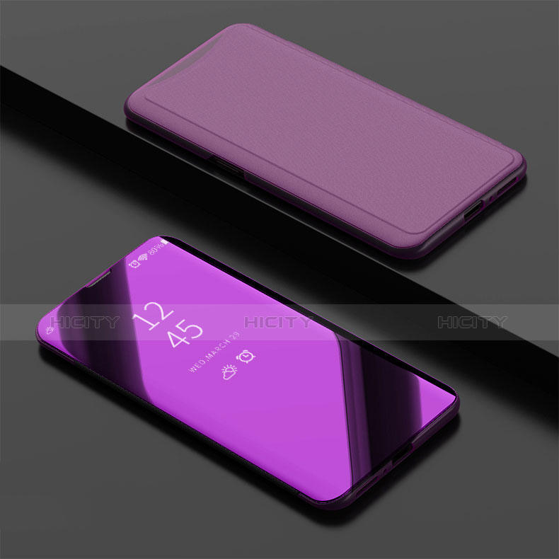 Custodia Portafoglio In Pelle Cover con Supporto Laterale Specchio Cover per Oppo Find X Super Flash Edition Viola