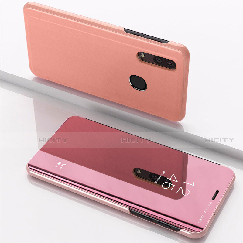 Custodia Portafoglio In Pelle Cover con Supporto Laterale Specchio Cover per Samsung Galaxy A40 Oro Rosa