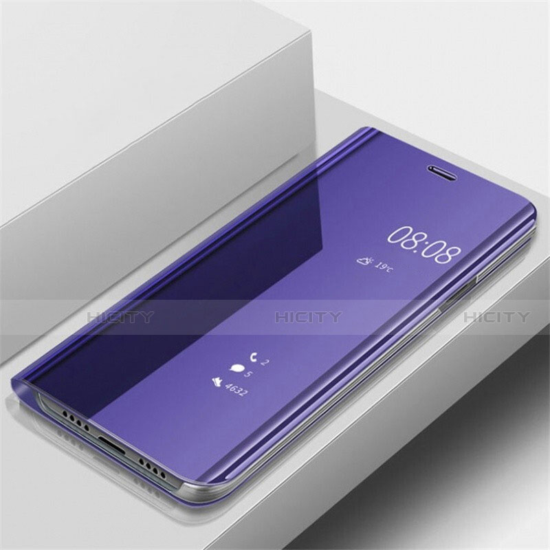 Custodia Portafoglio In Pelle Cover con Supporto Laterale Specchio Cover per Samsung Galaxy A70 Viola