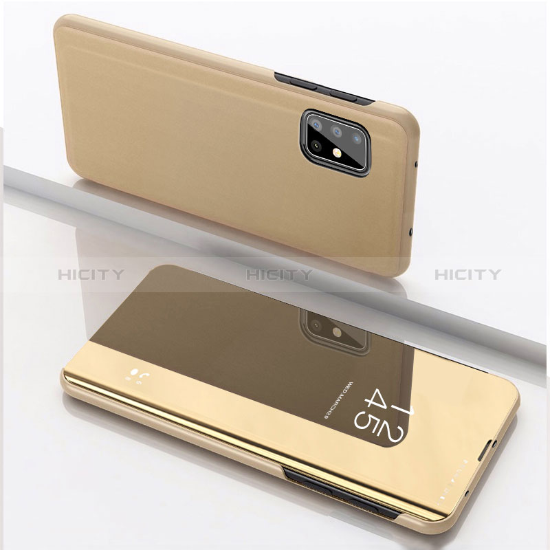 Custodia Portafoglio In Pelle Cover con Supporto Laterale Specchio Cover per Samsung Galaxy A71 4G A715 Oro