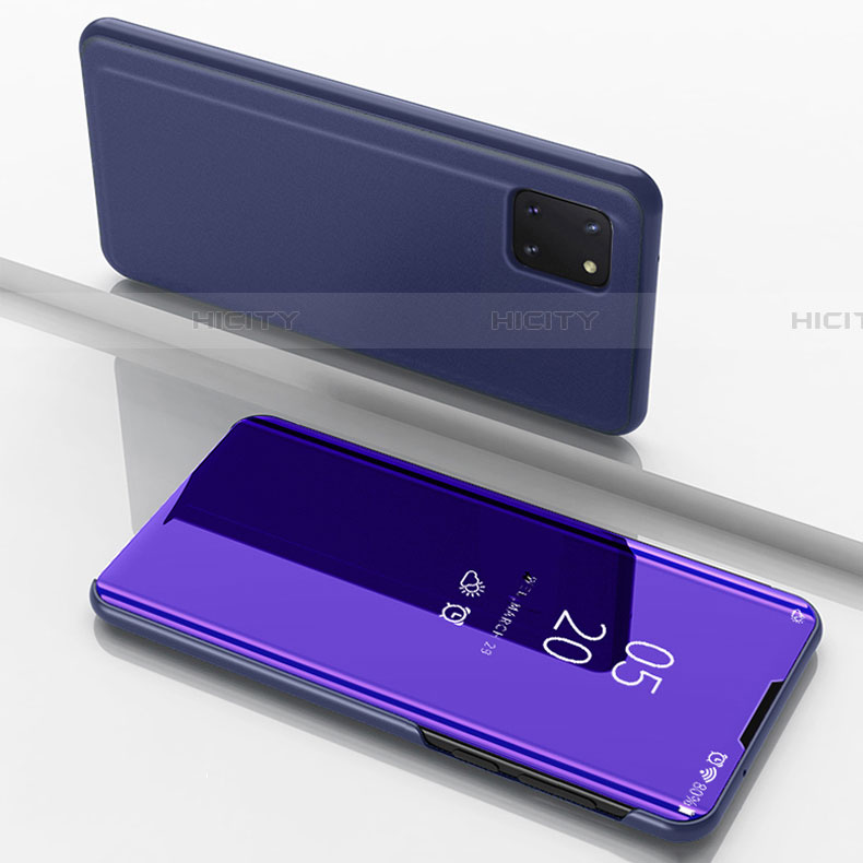 Custodia Portafoglio In Pelle Cover con Supporto Laterale Specchio Cover per Samsung Galaxy A81 Viola