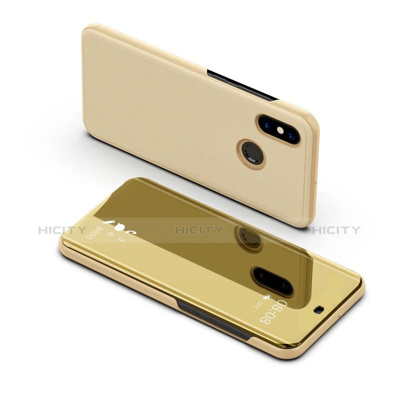 Custodia Portafoglio In Pelle Cover con Supporto Laterale Specchio Cover per Samsung Galaxy A8s SM-G8870 Oro