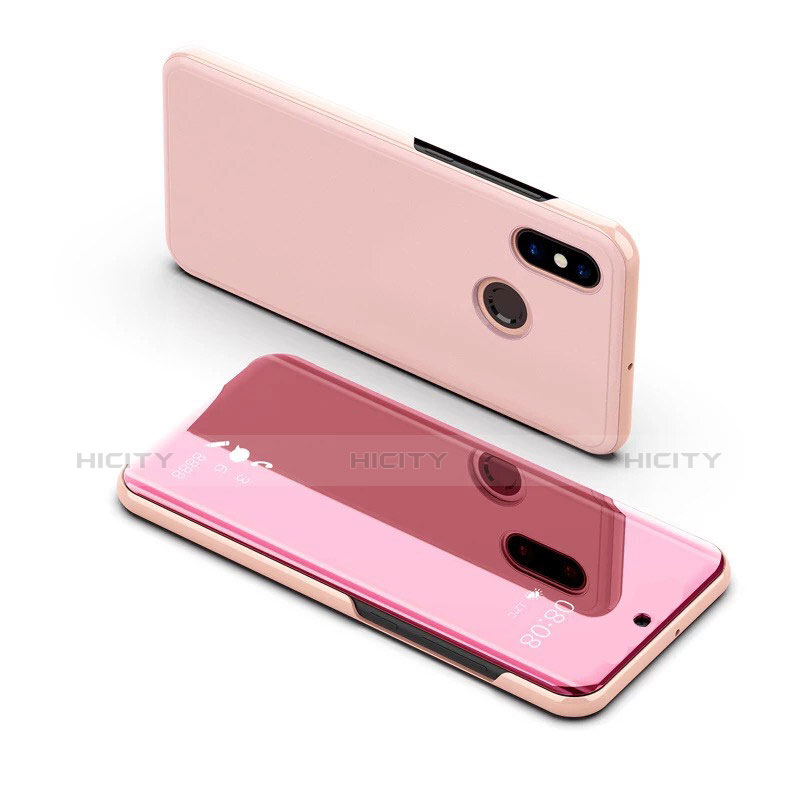 Custodia Portafoglio In Pelle Cover con Supporto Laterale Specchio Cover per Samsung Galaxy A8s SM-G8870 Oro Rosa