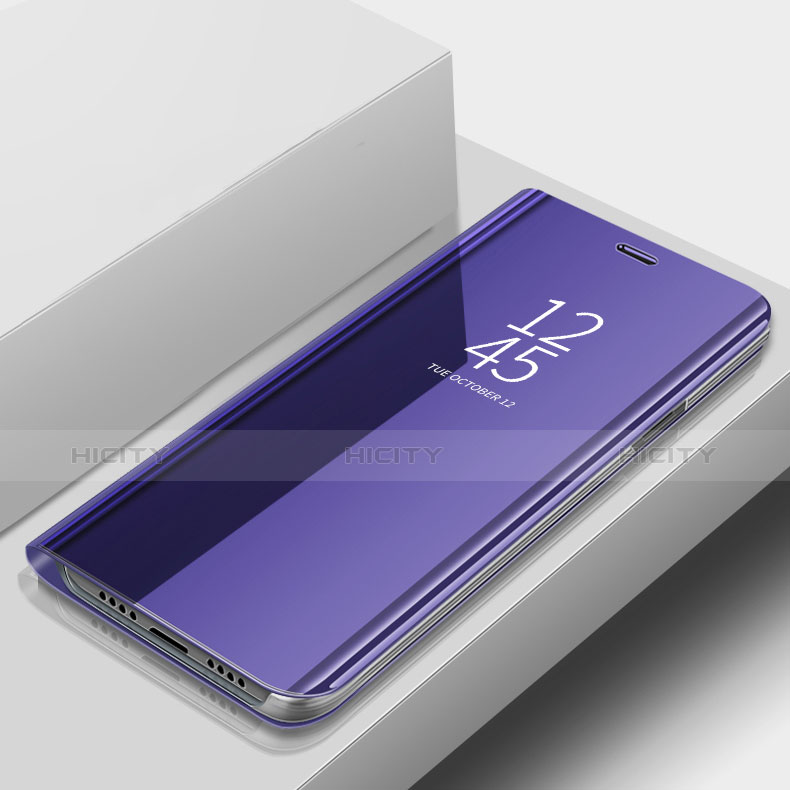 Custodia Portafoglio In Pelle Cover con Supporto Laterale Specchio Cover per Samsung Galaxy A9s Blu
