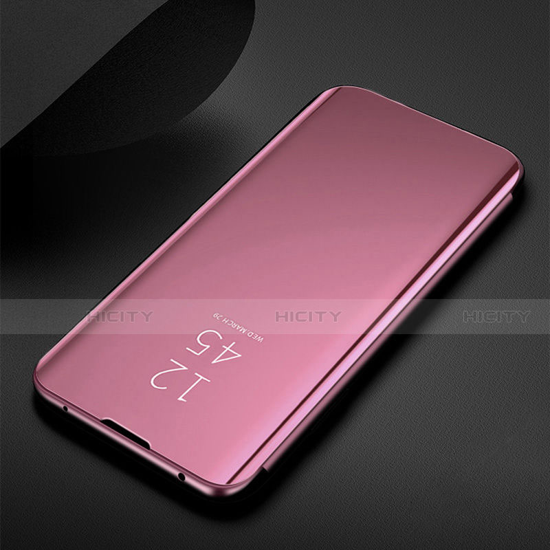 Custodia Portafoglio In Pelle Cover con Supporto Laterale Specchio Cover per Samsung Galaxy M21 Oro Rosa