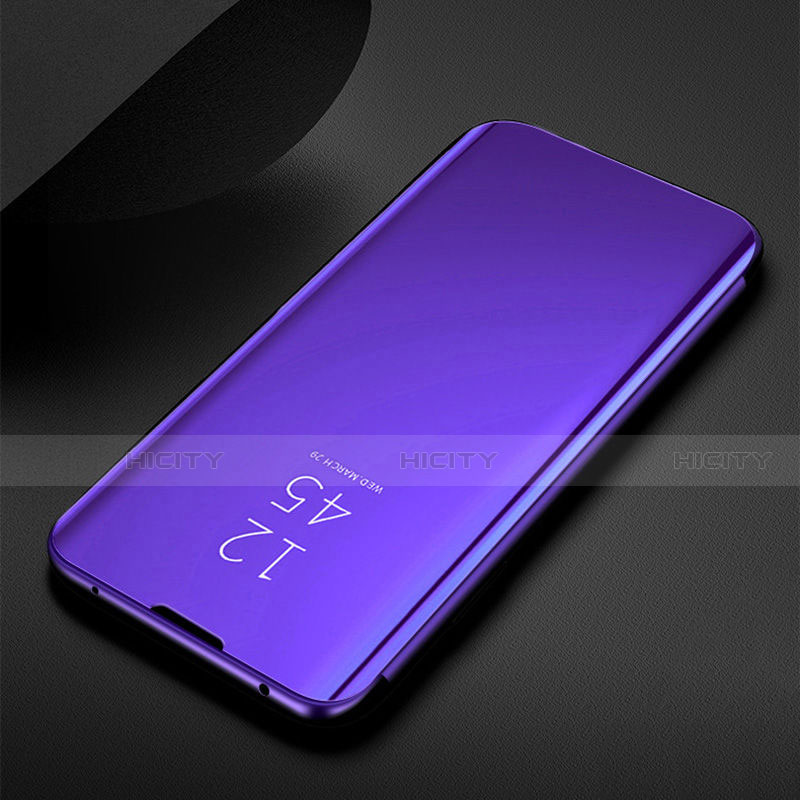 Custodia Portafoglio In Pelle Cover con Supporto Laterale Specchio Cover per Samsung Galaxy M21 Viola