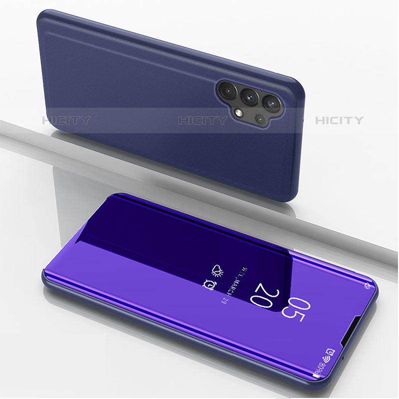 Custodia Portafoglio In Pelle Cover con Supporto Laterale Specchio Cover per Samsung Galaxy M32 5G Viola