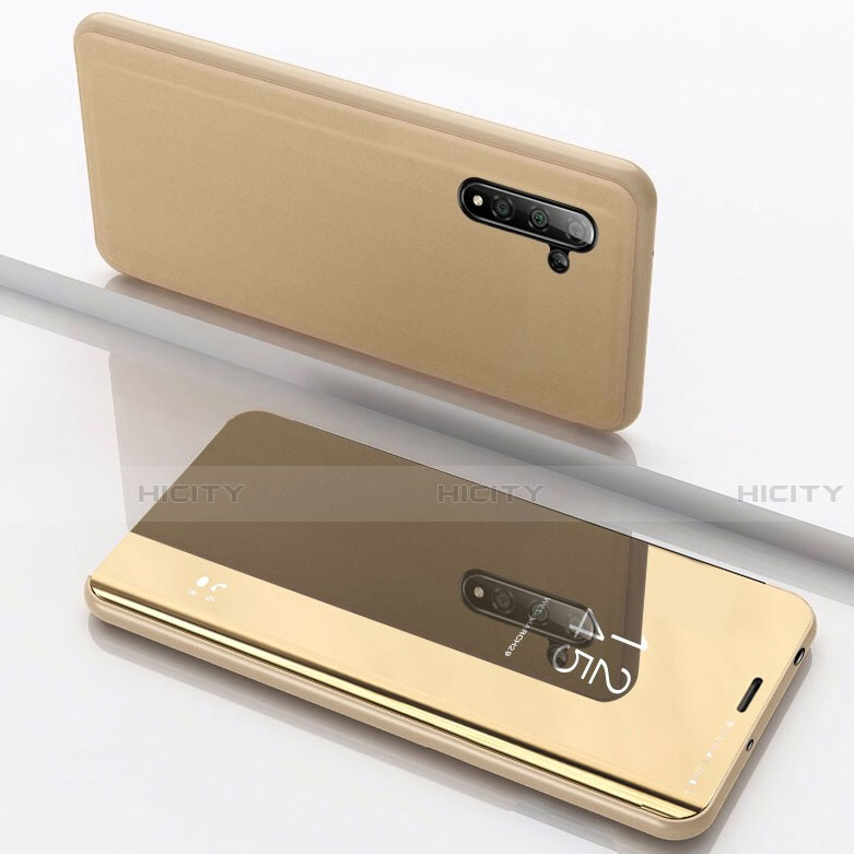 Custodia Portafoglio In Pelle Cover con Supporto Laterale Specchio Cover per Samsung Galaxy Note 10 Oro