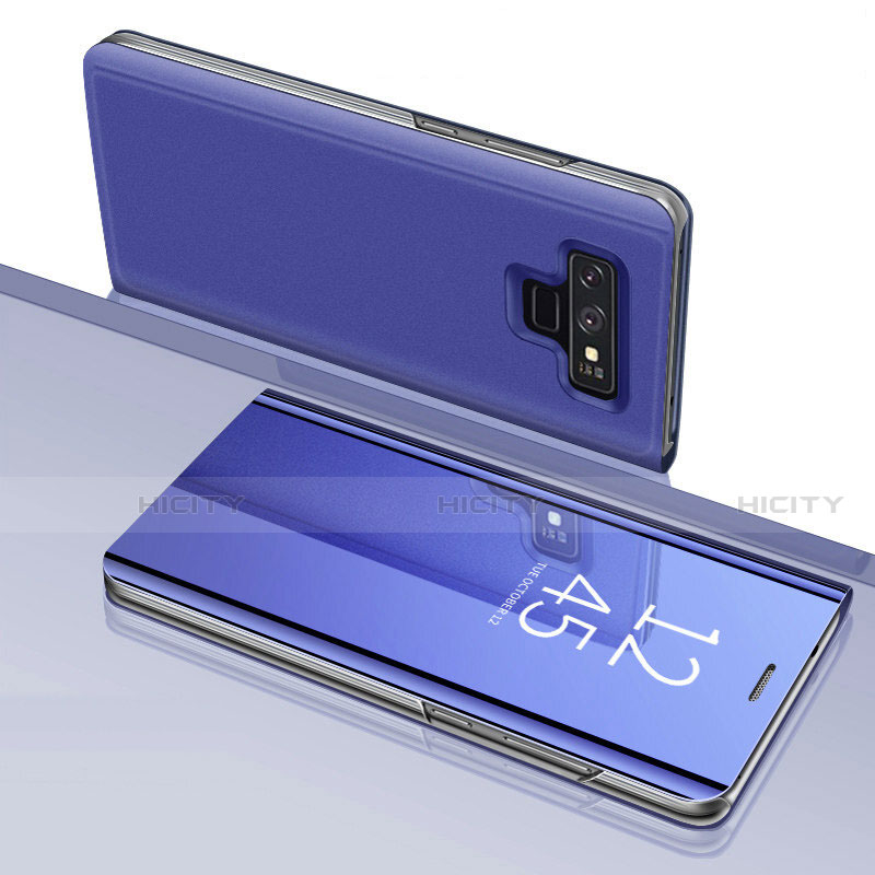 Custodia Portafoglio In Pelle Cover con Supporto Laterale Specchio Cover per Samsung Galaxy Note 9 Viola