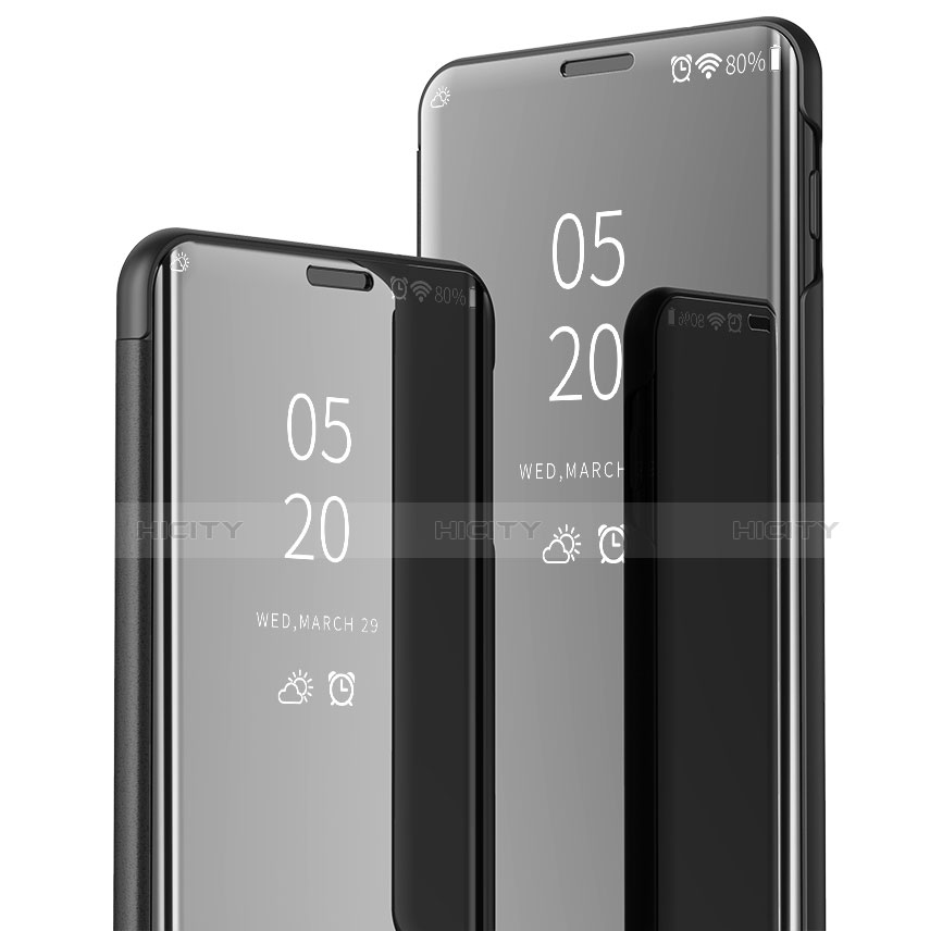 Custodia Portafoglio In Pelle Cover con Supporto Laterale Specchio Cover per Samsung Galaxy S10 5G SM-G977B Nero