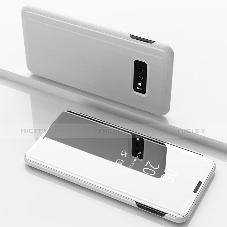 Custodia Portafoglio In Pelle Cover con Supporto Laterale Specchio Cover per Samsung Galaxy S10e Bianco