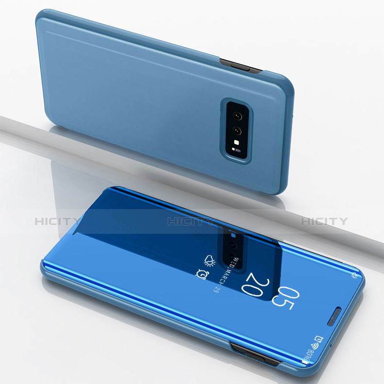 Custodia Portafoglio In Pelle Cover con Supporto Laterale Specchio Cover per Samsung Galaxy S10e Cielo Blu