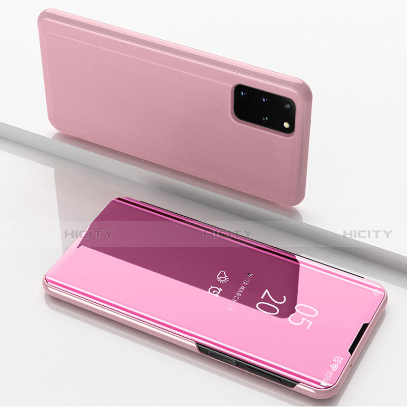 Custodia Portafoglio In Pelle Cover con Supporto Laterale Specchio Cover per Samsung Galaxy S20 Plus Oro Rosa