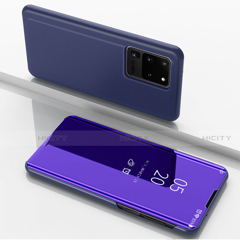 Custodia Portafoglio In Pelle Cover con Supporto Laterale Specchio Cover per Samsung Galaxy S20 Ultra Viola