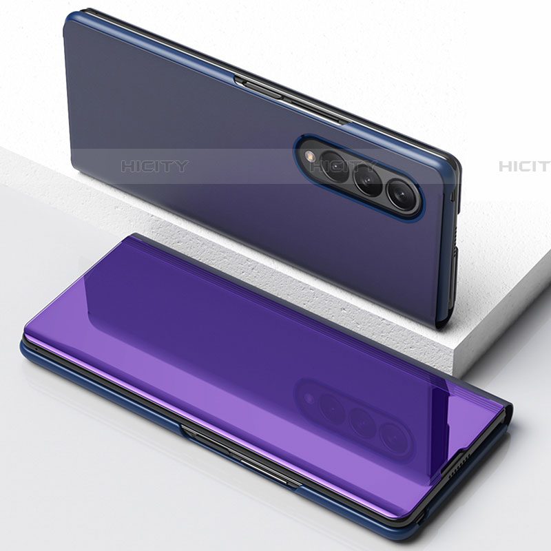 Custodia Portafoglio In Pelle Cover con Supporto Laterale Specchio Cover per Samsung Galaxy Z Fold4 5G Viola