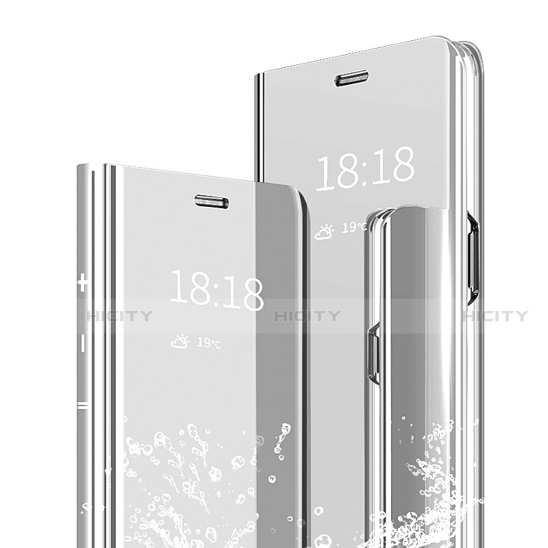 Custodia Portafoglio In Pelle Cover con Supporto Laterale Specchio Cover per Xiaomi Mi 9 Pro 5G Argento