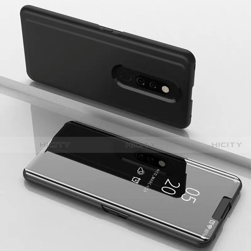 Custodia Portafoglio In Pelle Cover con Supporto Laterale Specchio Cover per Xiaomi Mi 9T Nero