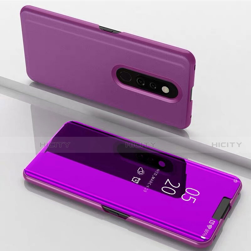 Custodia Portafoglio In Pelle Cover con Supporto Laterale Specchio Cover per Xiaomi Mi 9T Viola