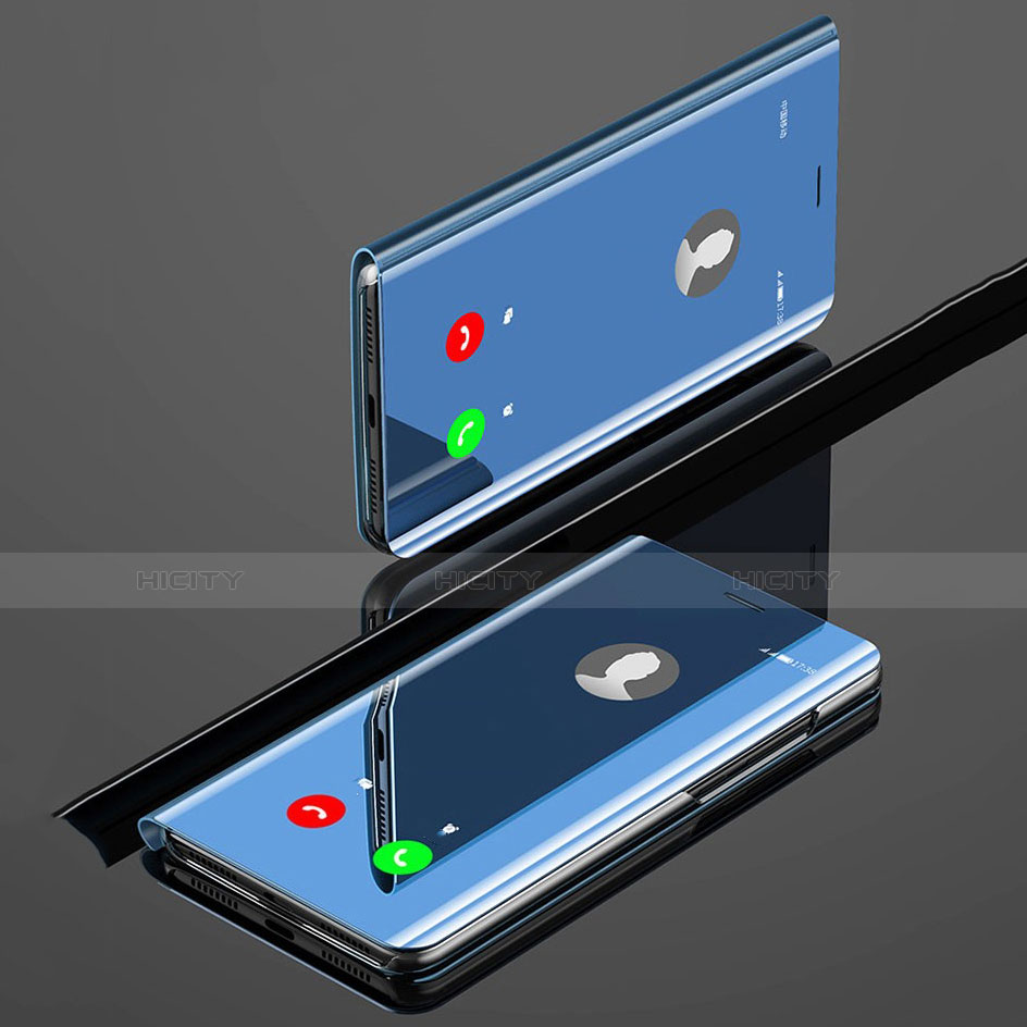 Custodia Portafoglio In Pelle Cover con Supporto Laterale Specchio Cover per Xiaomi Mi A3 Blu