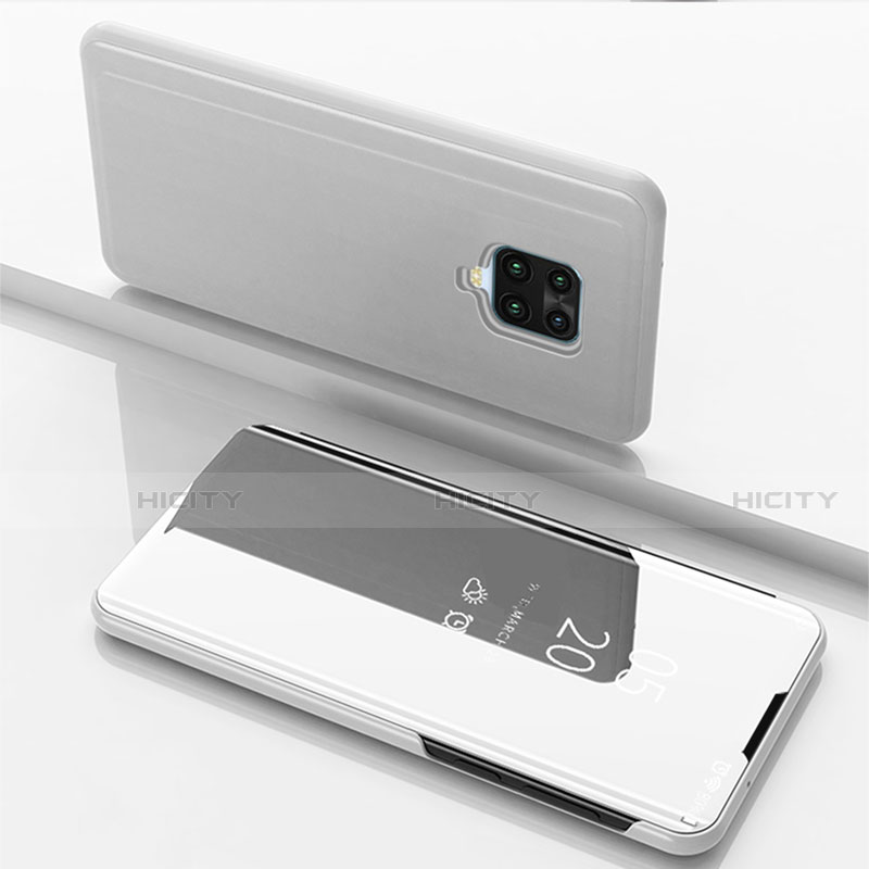 Custodia Portafoglio In Pelle Cover con Supporto Laterale Specchio Cover per Xiaomi Redmi 10X 5G Argento