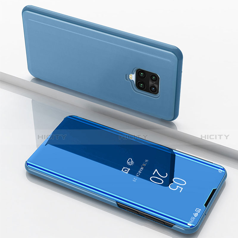 Custodia Portafoglio In Pelle Cover con Supporto Laterale Specchio Cover per Xiaomi Redmi 10X 5G Blu