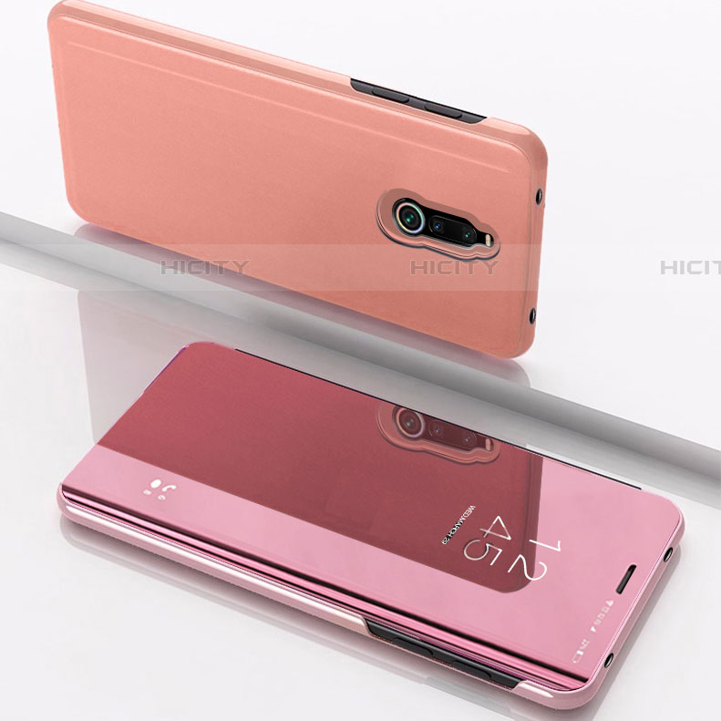 Custodia Portafoglio In Pelle Cover con Supporto Laterale Specchio Cover per Xiaomi Redmi 8 Oro Rosa