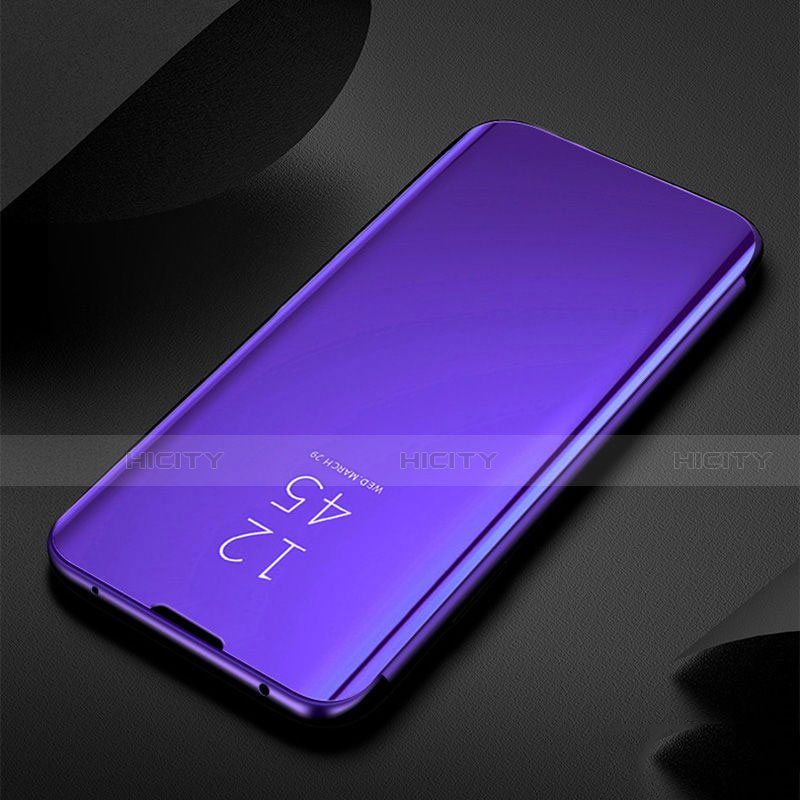 Custodia Portafoglio In Pelle Cover con Supporto Laterale Specchio Cover per Xiaomi Redmi Note 8 (2021) Viola