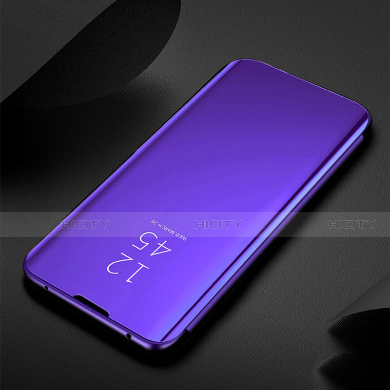 Custodia Portafoglio In Pelle Cover con Supporto Laterale Specchio Cover per Xiaomi Redmi Note 8 Viola