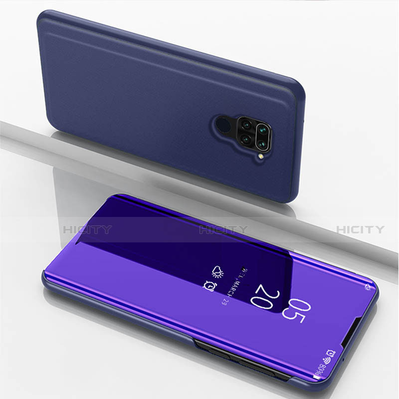 Custodia Portafoglio In Pelle Cover con Supporto Laterale Specchio Cover per Xiaomi Redmi Note 9 Viola