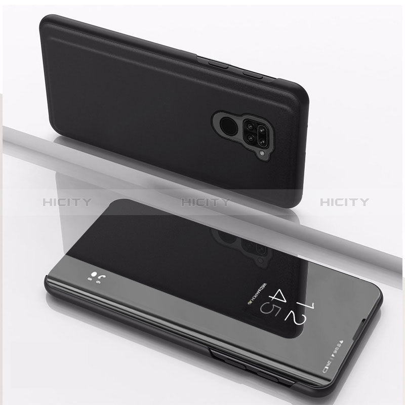 Custodia Portafoglio In Pelle Cover con Supporto Laterale Specchio Cover QH1 per Xiaomi Redmi 10X 4G Nero