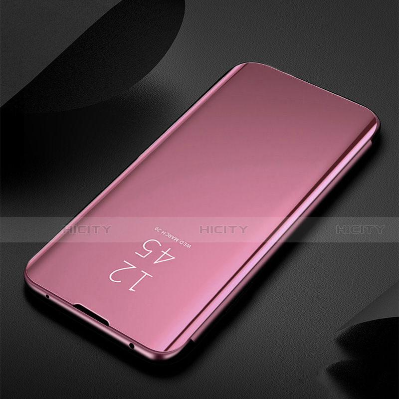 Custodia Portafoglio In Pelle Cover con Supporto Laterale Specchio Cover S01 per Xiaomi Mi Note 10 Pro Oro Rosa