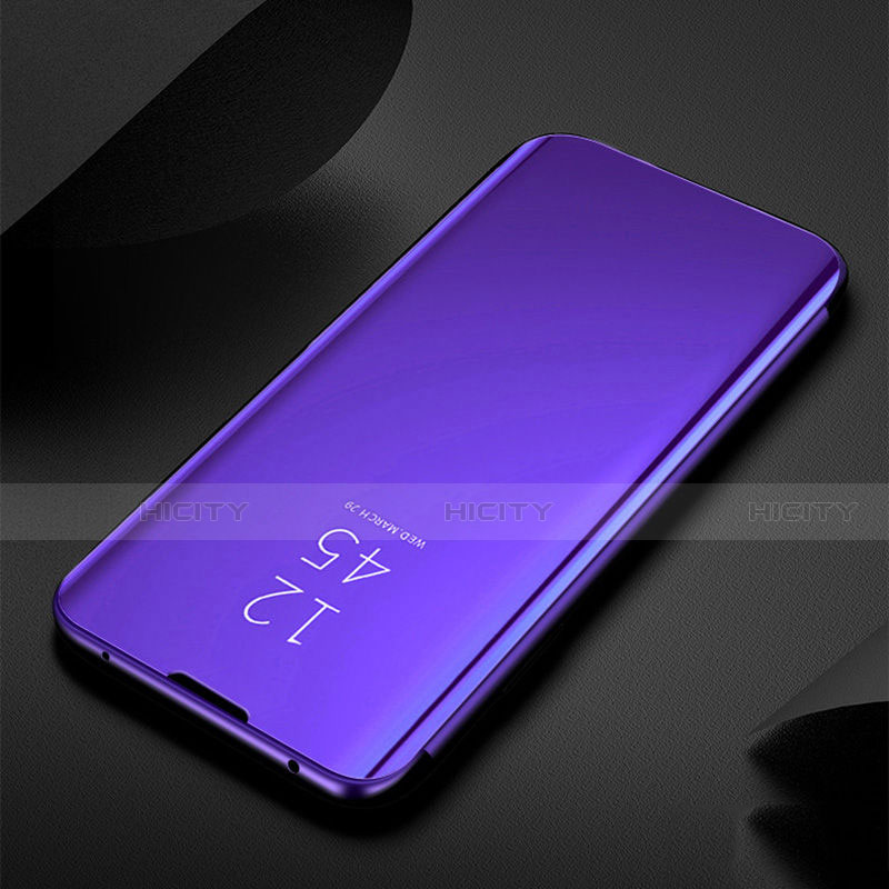 Custodia Portafoglio In Pelle Cover con Supporto Laterale Specchio Cover S01 per Xiaomi Mi Note 10 Pro Viola