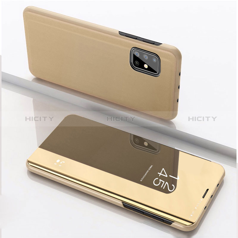 Custodia Portafoglio In Pelle Cover con Supporto Laterale Specchio Cover ZL1 per Samsung Galaxy A51 4G Oro