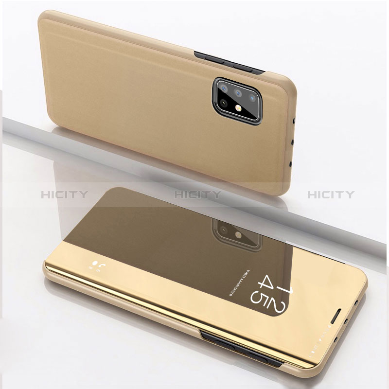 Custodia Portafoglio In Pelle Cover con Supporto Laterale Specchio Cover ZL1 per Samsung Galaxy A51 5G Oro