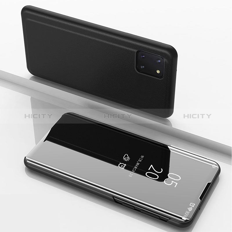 Custodia Portafoglio In Pelle Cover con Supporto Laterale Specchio Cover ZL1 per Samsung Galaxy A81 Nero