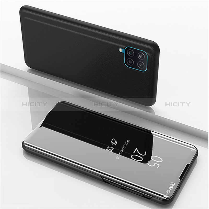 Custodia Portafoglio In Pelle Cover con Supporto Laterale Specchio Cover ZL1 per Samsung Galaxy M12 Nero