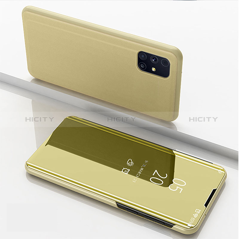 Custodia Portafoglio In Pelle Cover con Supporto Laterale Specchio Cover ZL1 per Samsung Galaxy M31s Oro