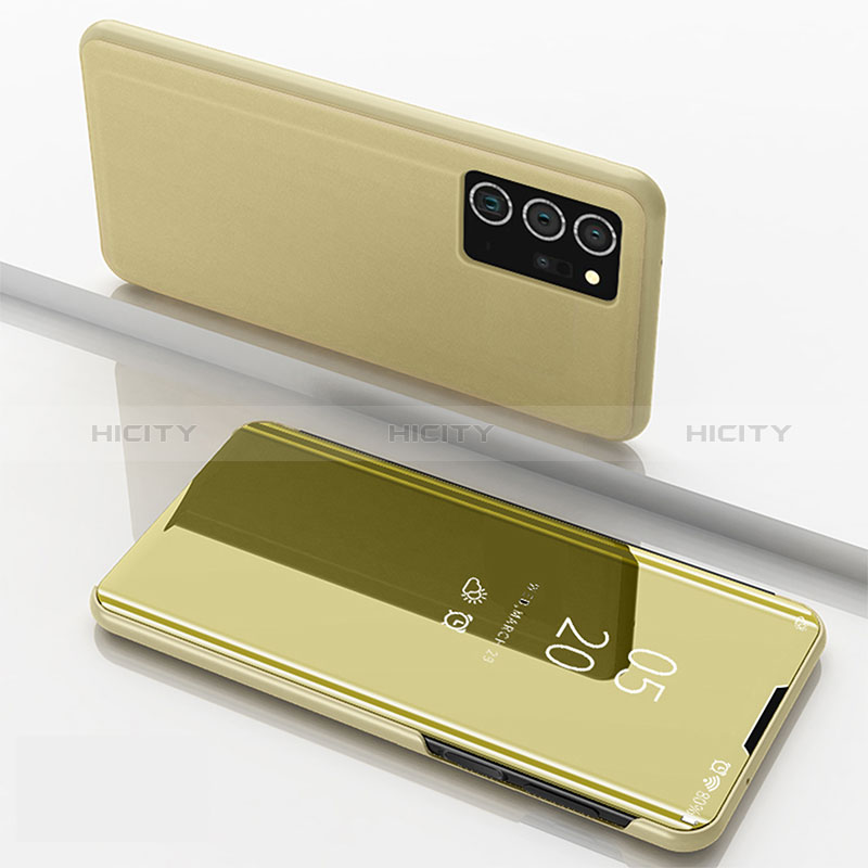 Custodia Portafoglio In Pelle Cover con Supporto Laterale Specchio Cover ZL1 per Samsung Galaxy Note 20 Ultra 5G Oro