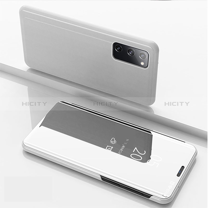 Custodia Portafoglio In Pelle Cover con Supporto Laterale Specchio Cover ZL1 per Samsung Galaxy S20 5G Argento