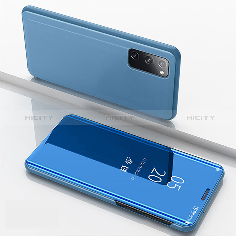 Custodia Portafoglio In Pelle Cover con Supporto Laterale Specchio Cover ZL1 per Samsung Galaxy S20 5G Blu