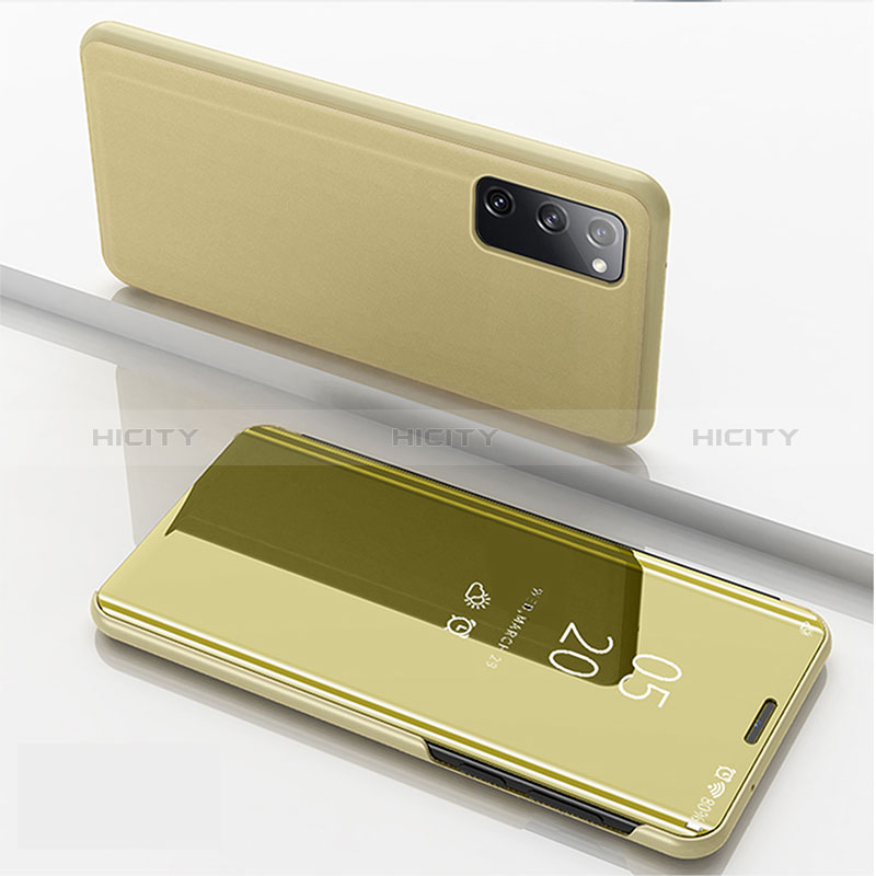 Custodia Portafoglio In Pelle Cover con Supporto Laterale Specchio Cover ZL1 per Samsung Galaxy S20 5G Oro