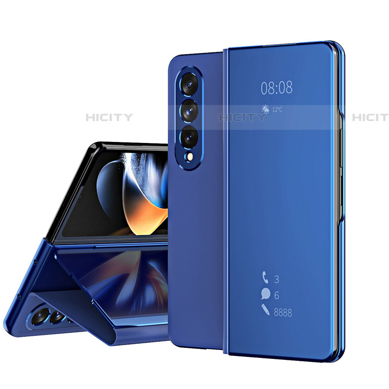 Custodia Portafoglio In Pelle Cover con Supporto Laterale Specchio Cover ZL1 per Samsung Galaxy Z Fold4 5G Blu