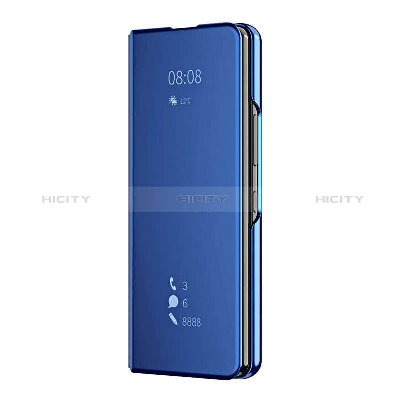 Custodia Portafoglio In Pelle Cover con Supporto Laterale Specchio Cover ZL2 per Samsung Galaxy Z Fold3 5G Blu