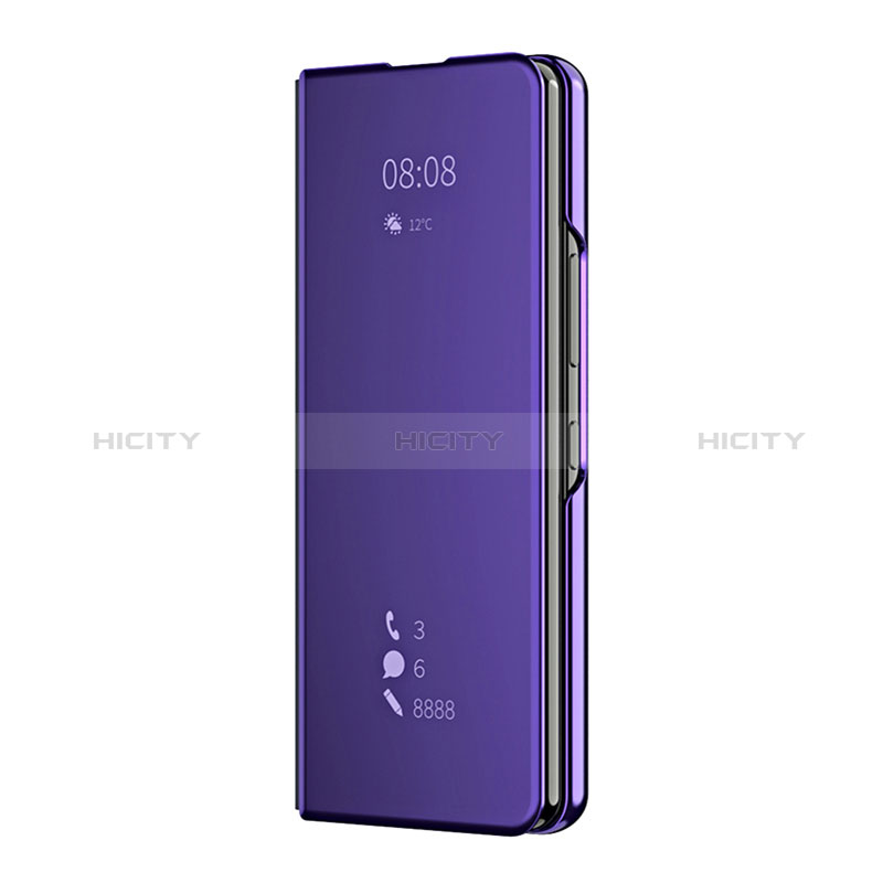 Custodia Portafoglio In Pelle Cover con Supporto Laterale Specchio Cover ZL2 per Samsung Galaxy Z Fold3 5G Viola