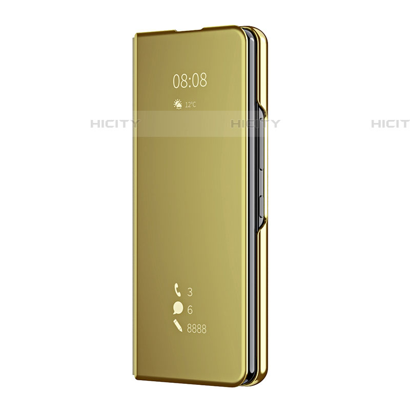 Custodia Portafoglio In Pelle Cover con Supporto Laterale Specchio Cover ZL2 per Samsung Galaxy Z Fold4 5G Oro
